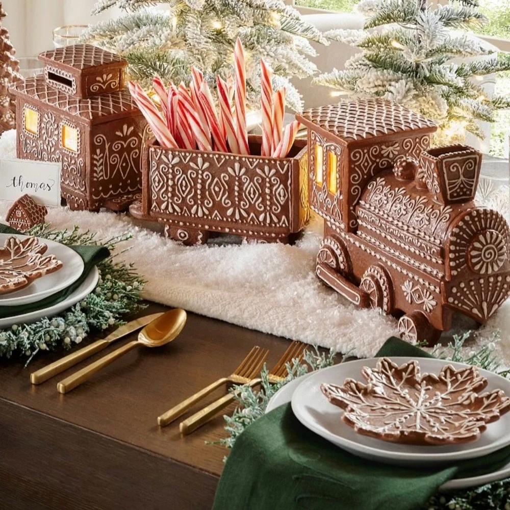 Pottery Barn Gingerbread Train NWT